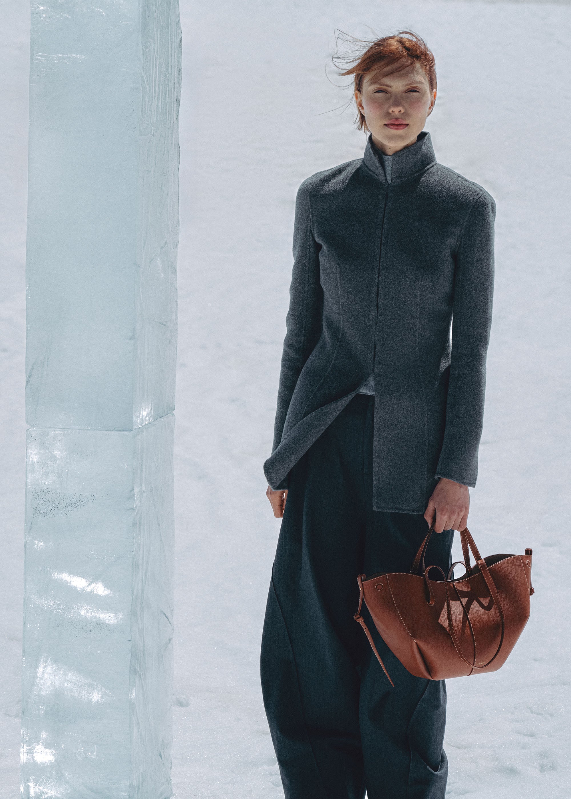 Polene Cyme Mini Textured Cognac