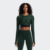 On Train Long Sleeve Crop Obsidian