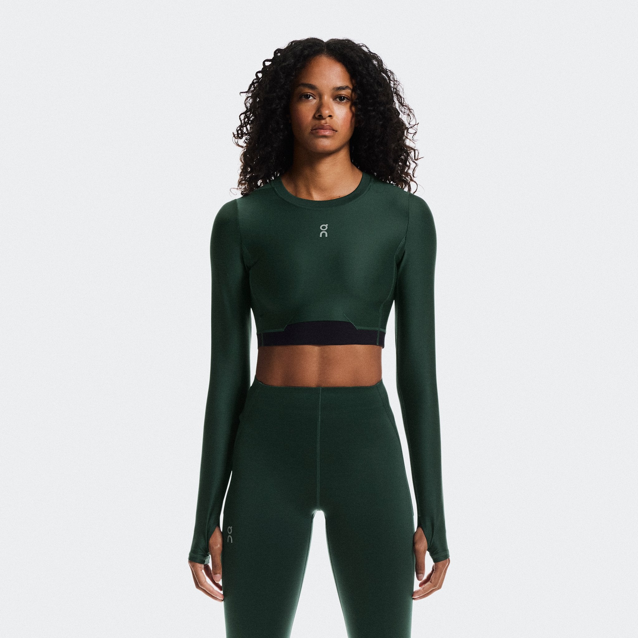 On Train Long Sleeve Crop Obsidian