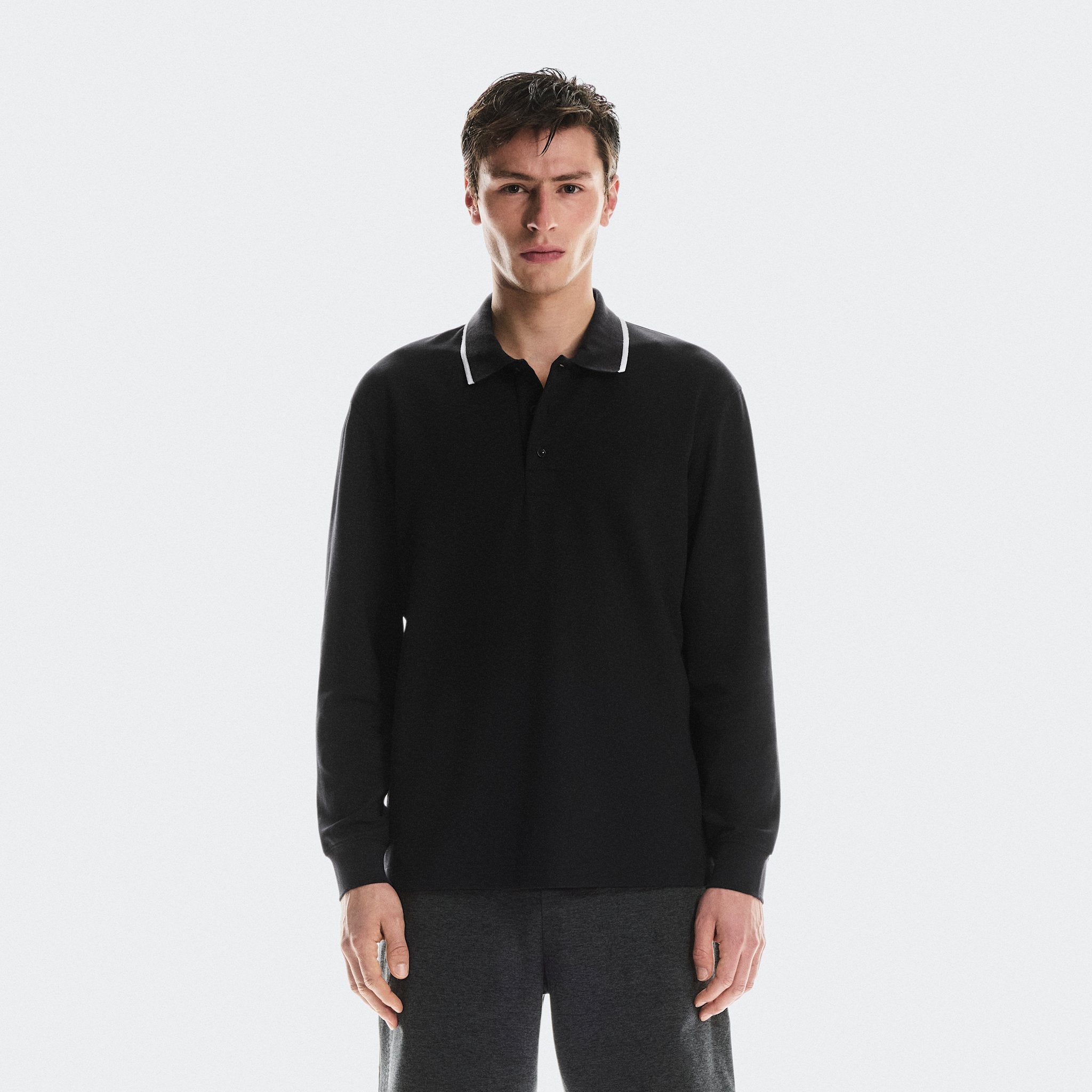 On Courtside Long-T Polo Black
