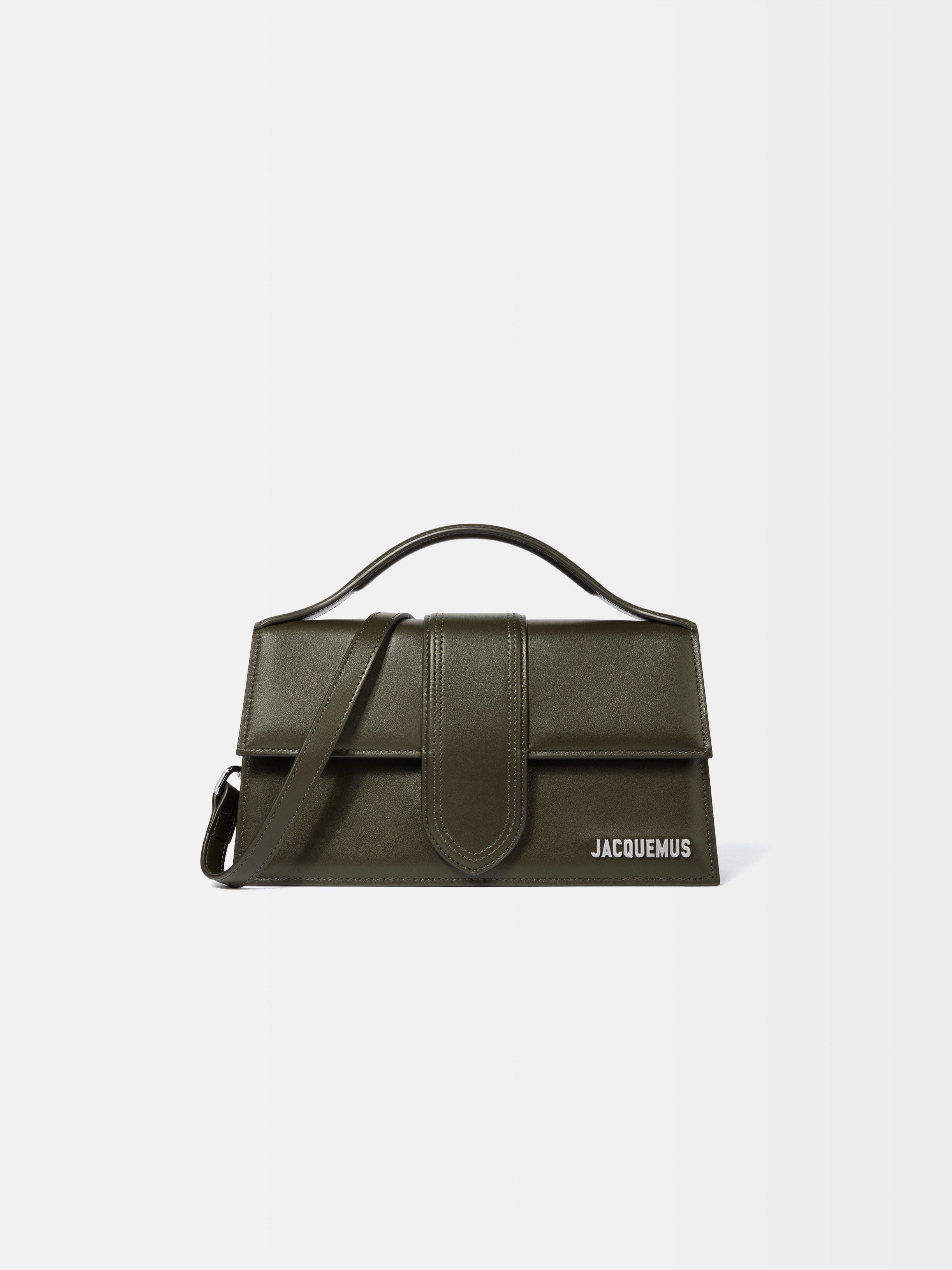 Jacquemus The Large Bambino Structured Bag In Smooth Leather Dark Khaki