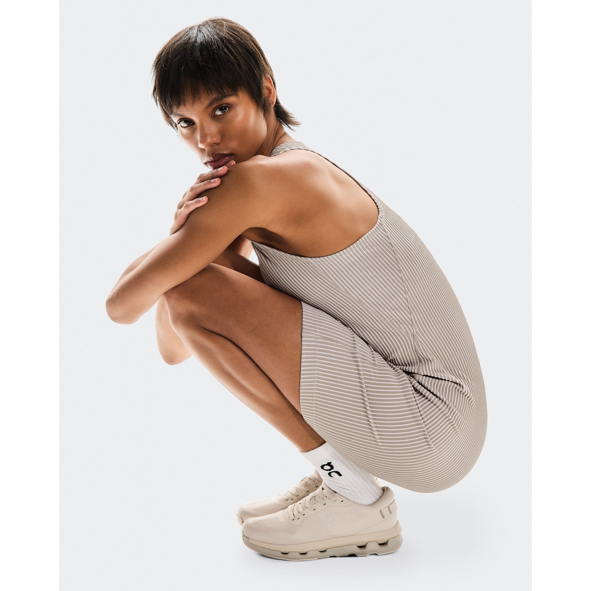 On All-Day Ribbed Dress Desert | White