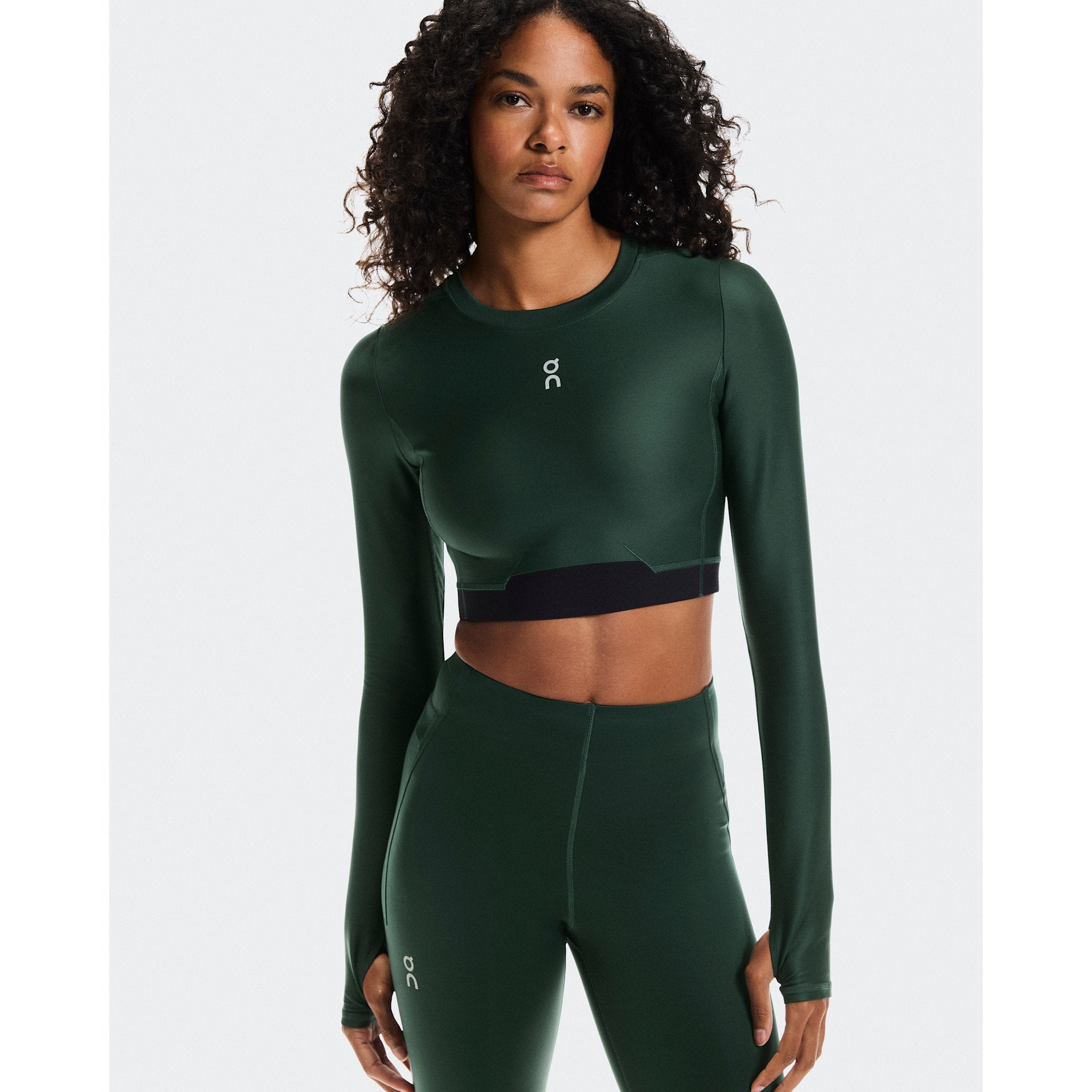 On Train Long Sleeve Crop Obsidian