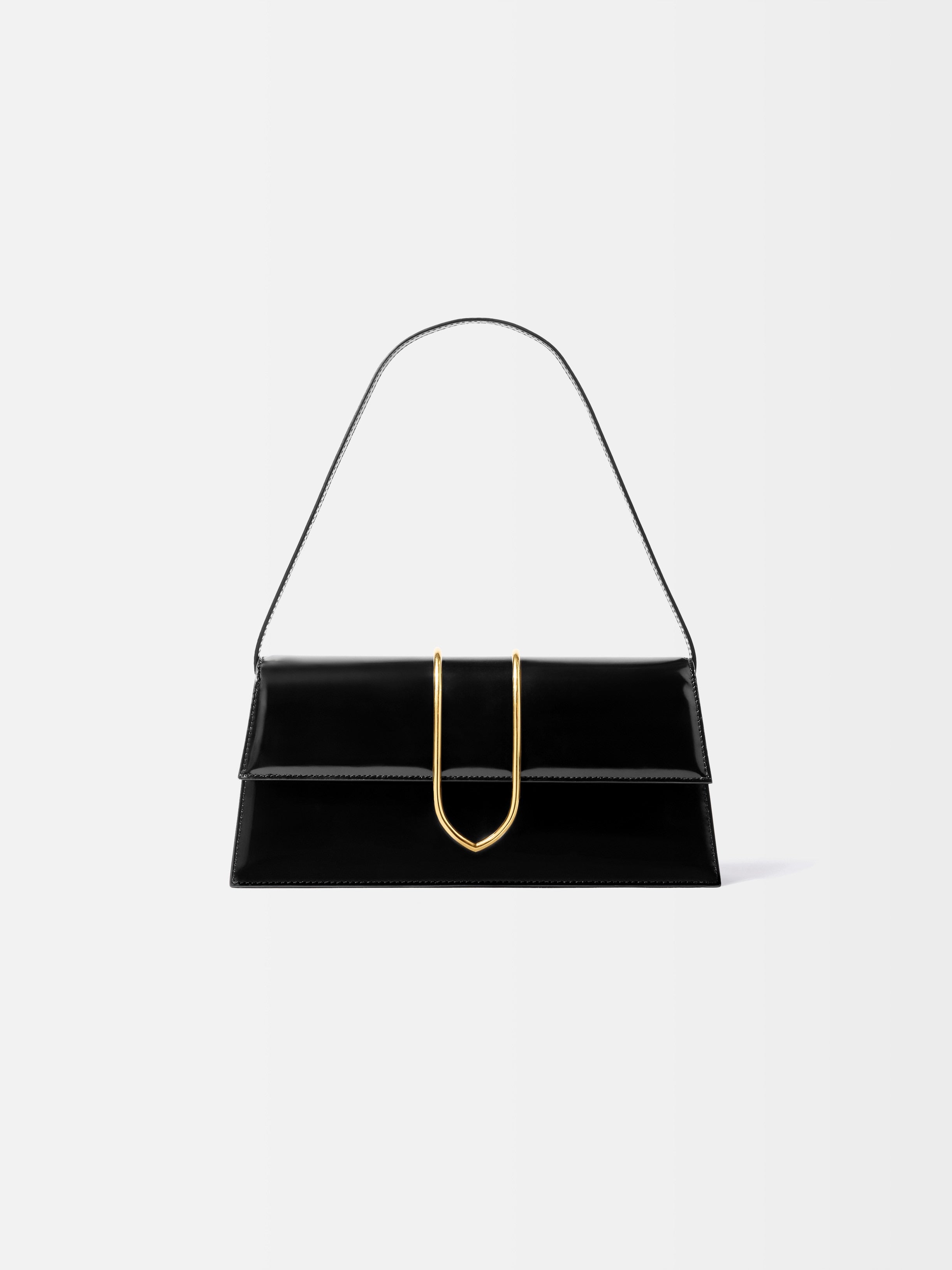 Jacquemus The Long Bambino Structured Shoulder Bag In Glazed Leather Black
