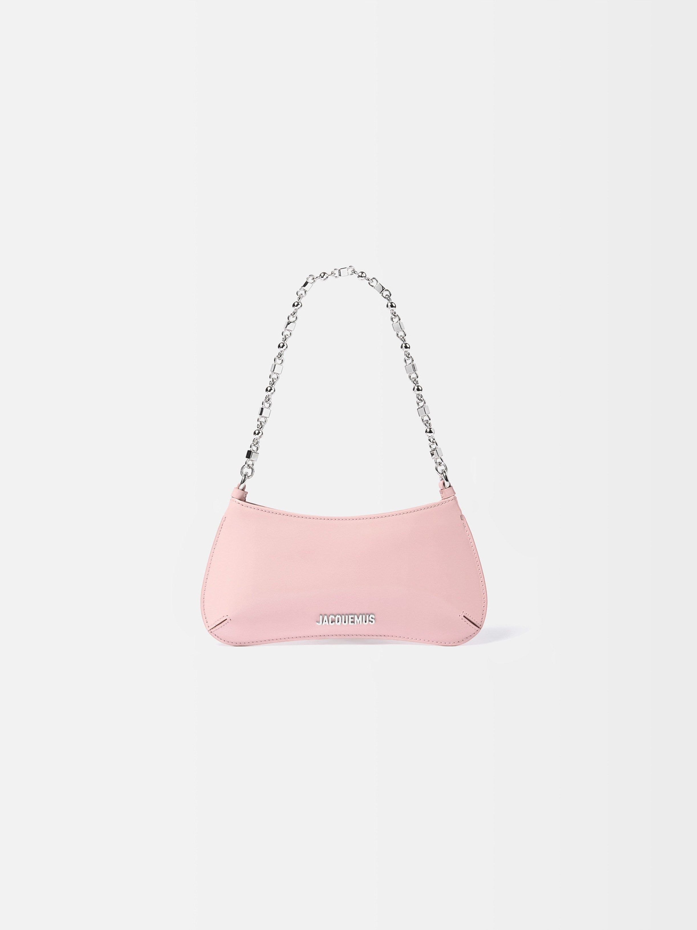 Jacquemus The Small Bisou Chaine Small Structured Bag In Glazed Leather Pale Pink