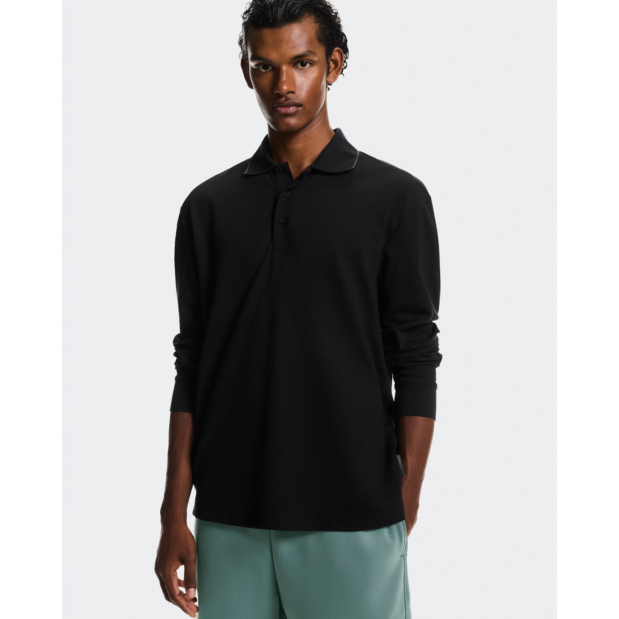 On Courtside Long-T Polo Black | Eclipse