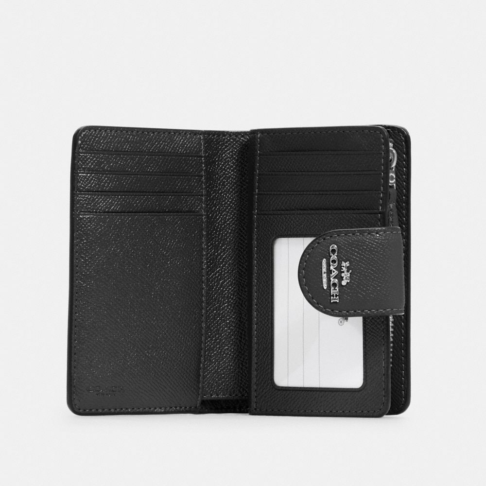 Coach Medium Corner Zip Wallet Silver Black