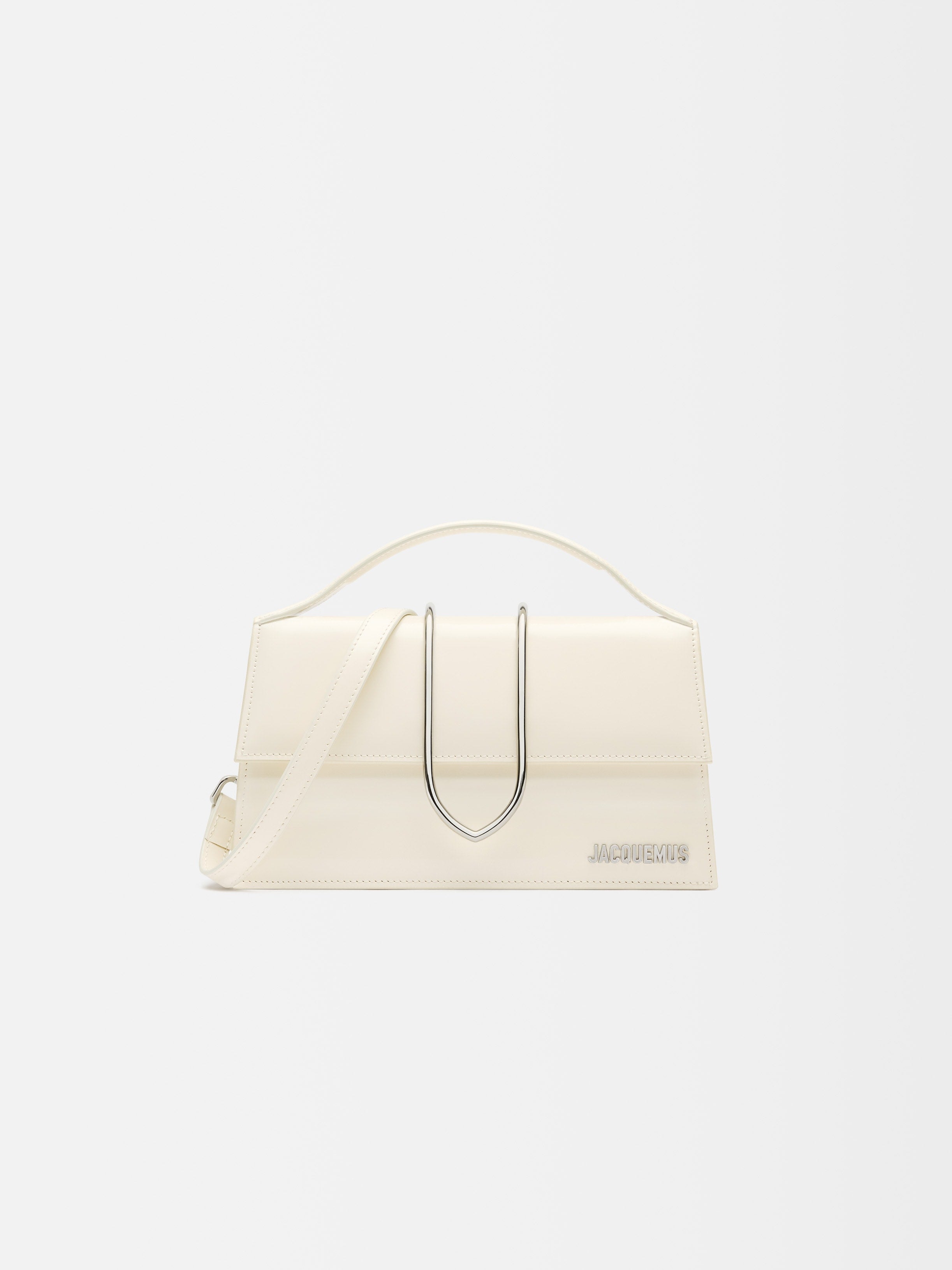 Jacquemus The Large Bambino Structured Shoulder-Bag In Brushed, Shiny Calf Leather Light Ivory