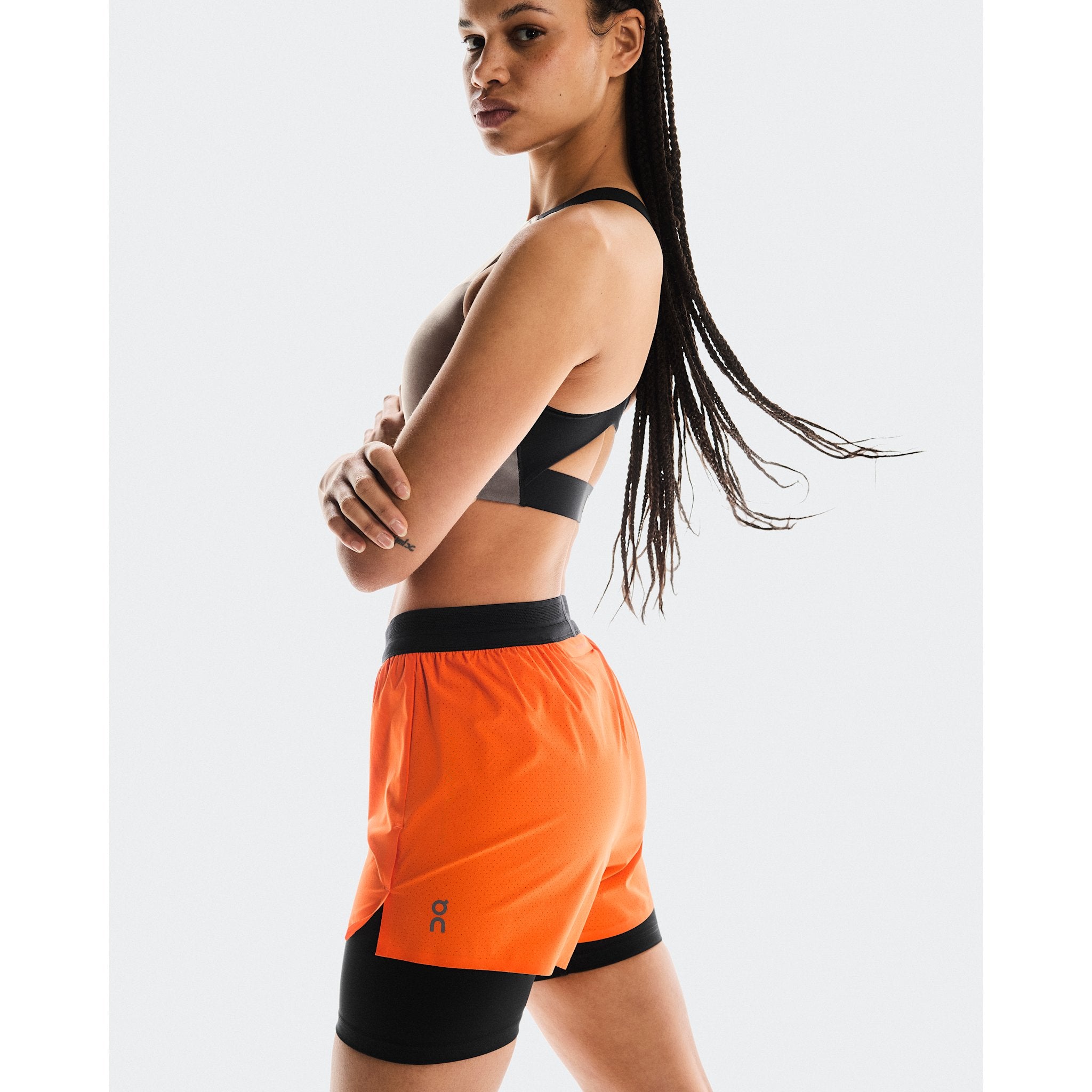 On 3" Performance 2/1 Shorts Flame | Black