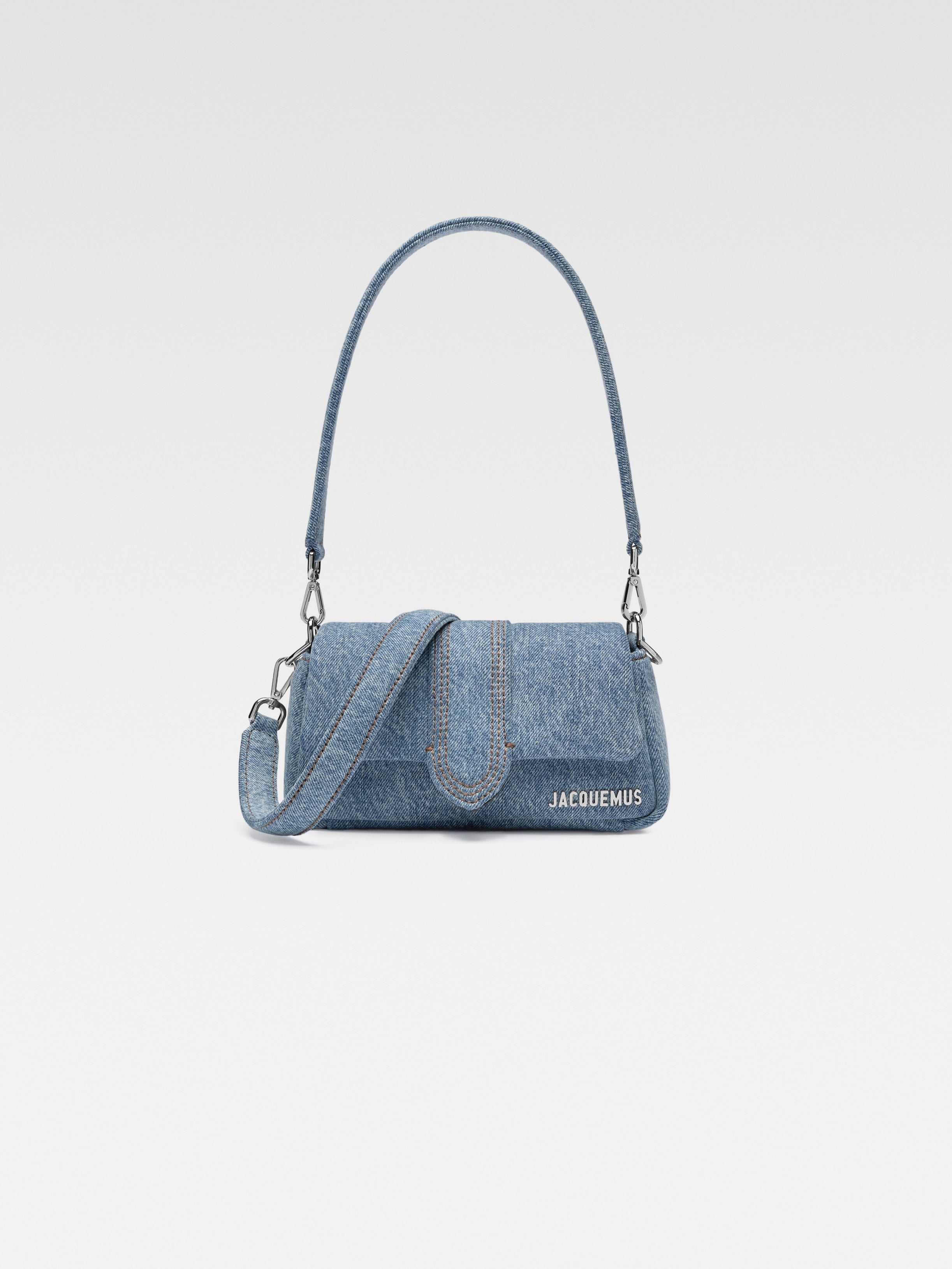 Jacquemus The Small Bambimou In Denim Soft Padded Denim Bag With Leather Trim Blue