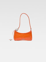 Jacquemus The Bisou Perle Crocodile-Embossed Structured Shoulder Bag Orange