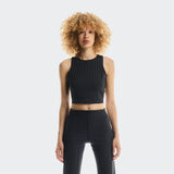 On All-Day Ribbed Crop Black | Rock