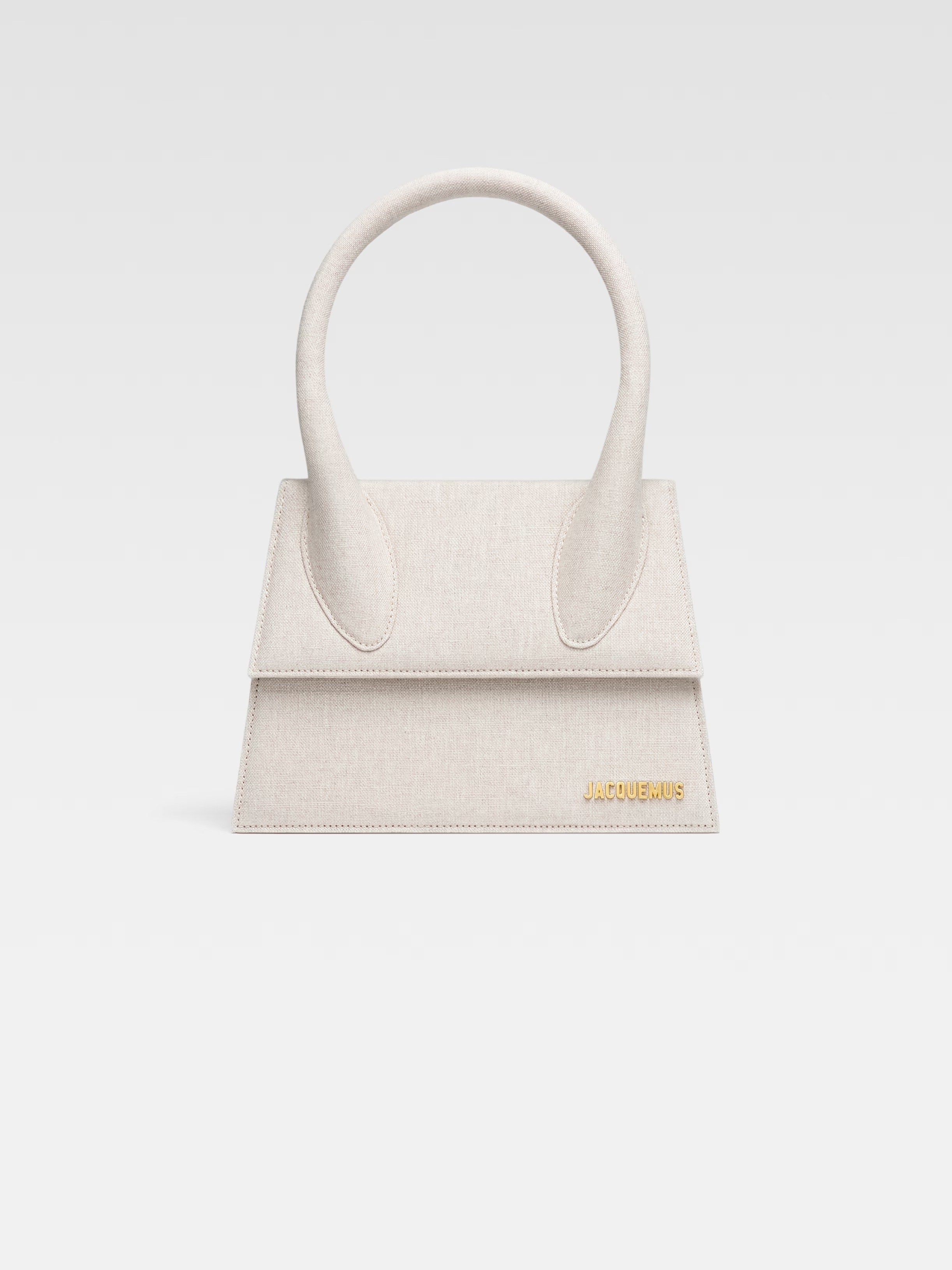 Jacquemus The Large Chiquito Linen Structured Bag Light Greige