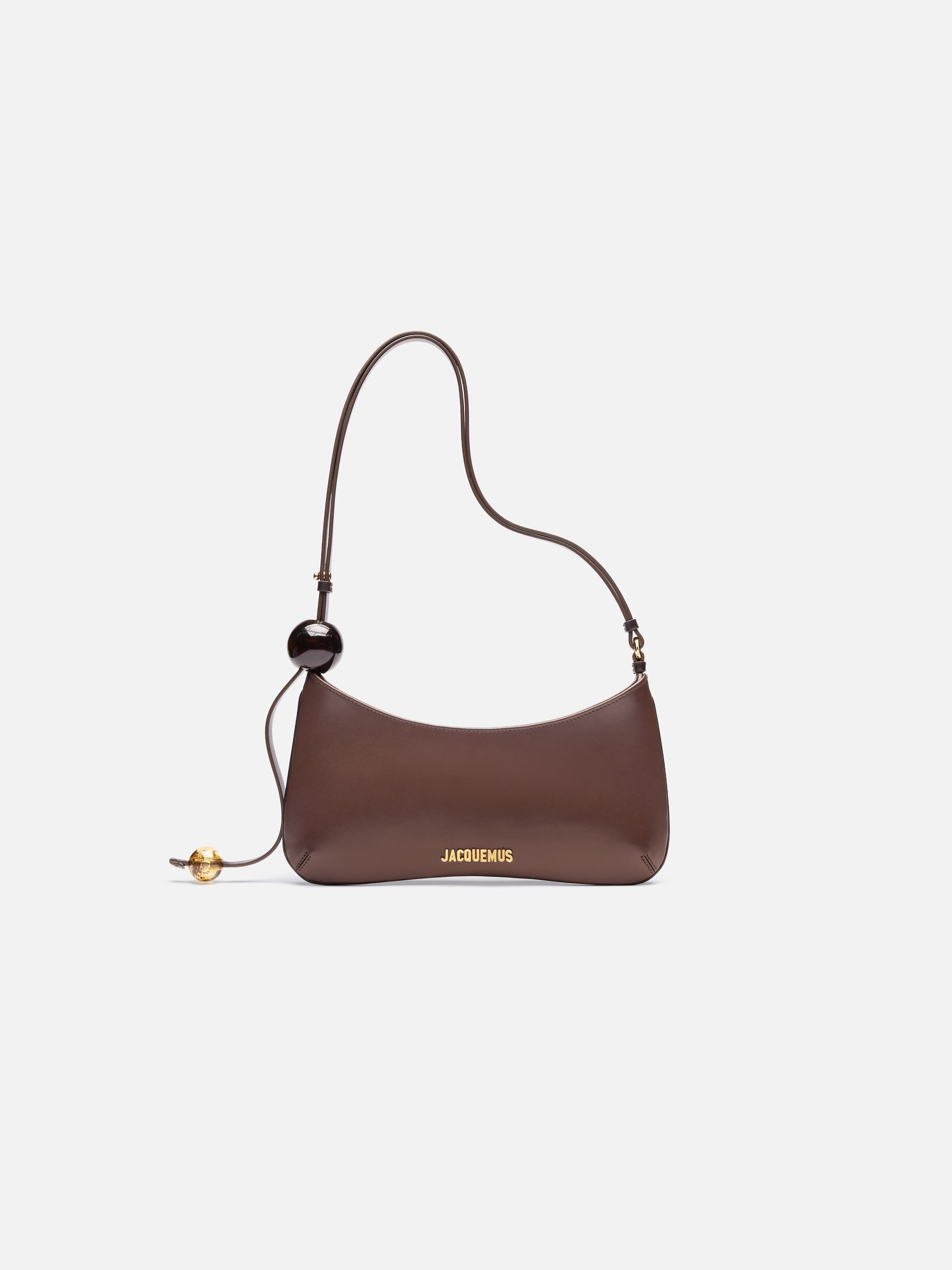 Jacquemus The Bisou Perle Beaded Shoulder Bag Medium Brown