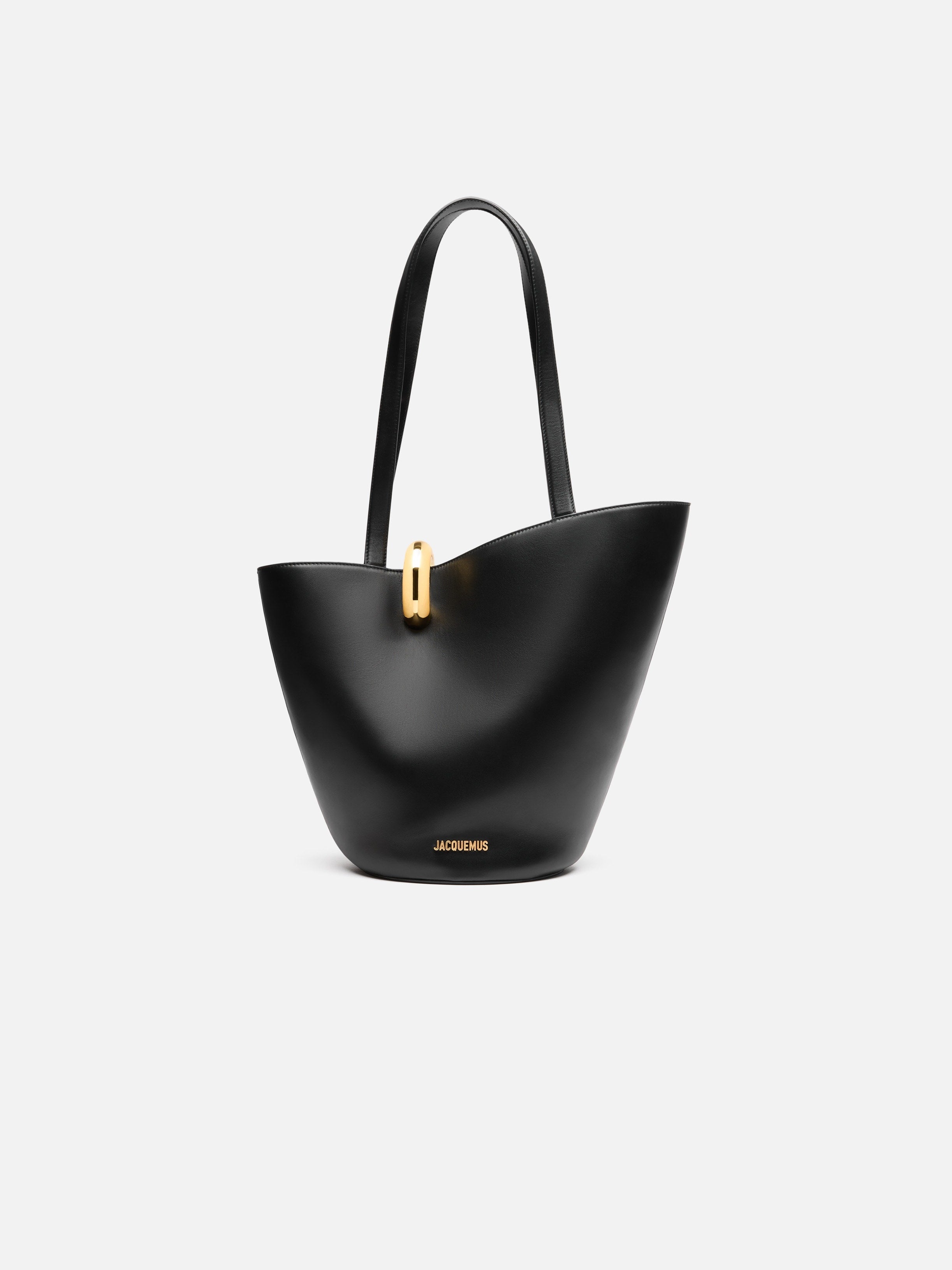 Jacquemus The Medium Bambola Medium Asymmetric Bucket Bag Black
