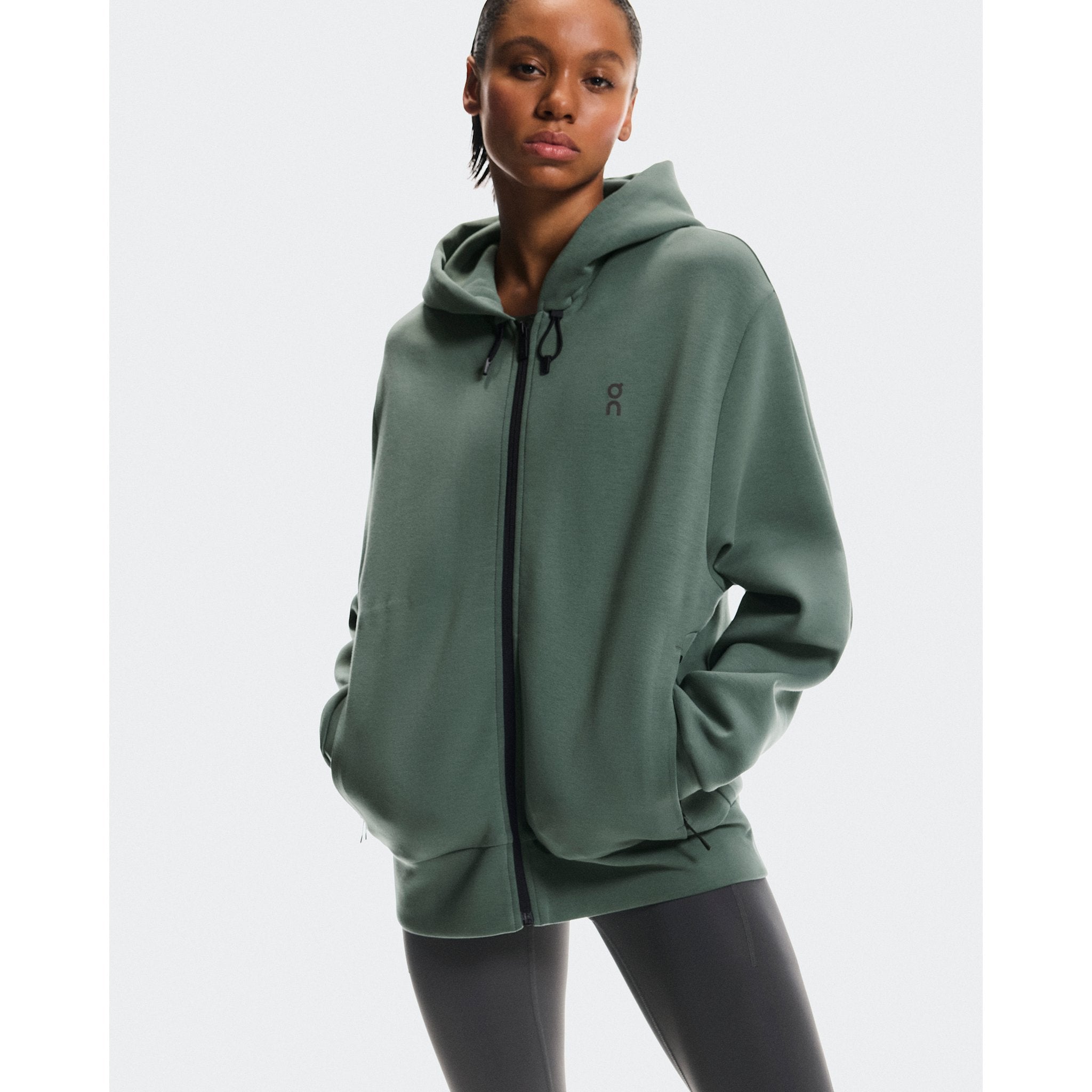 On Focus Tech Zip Hoodie Olive