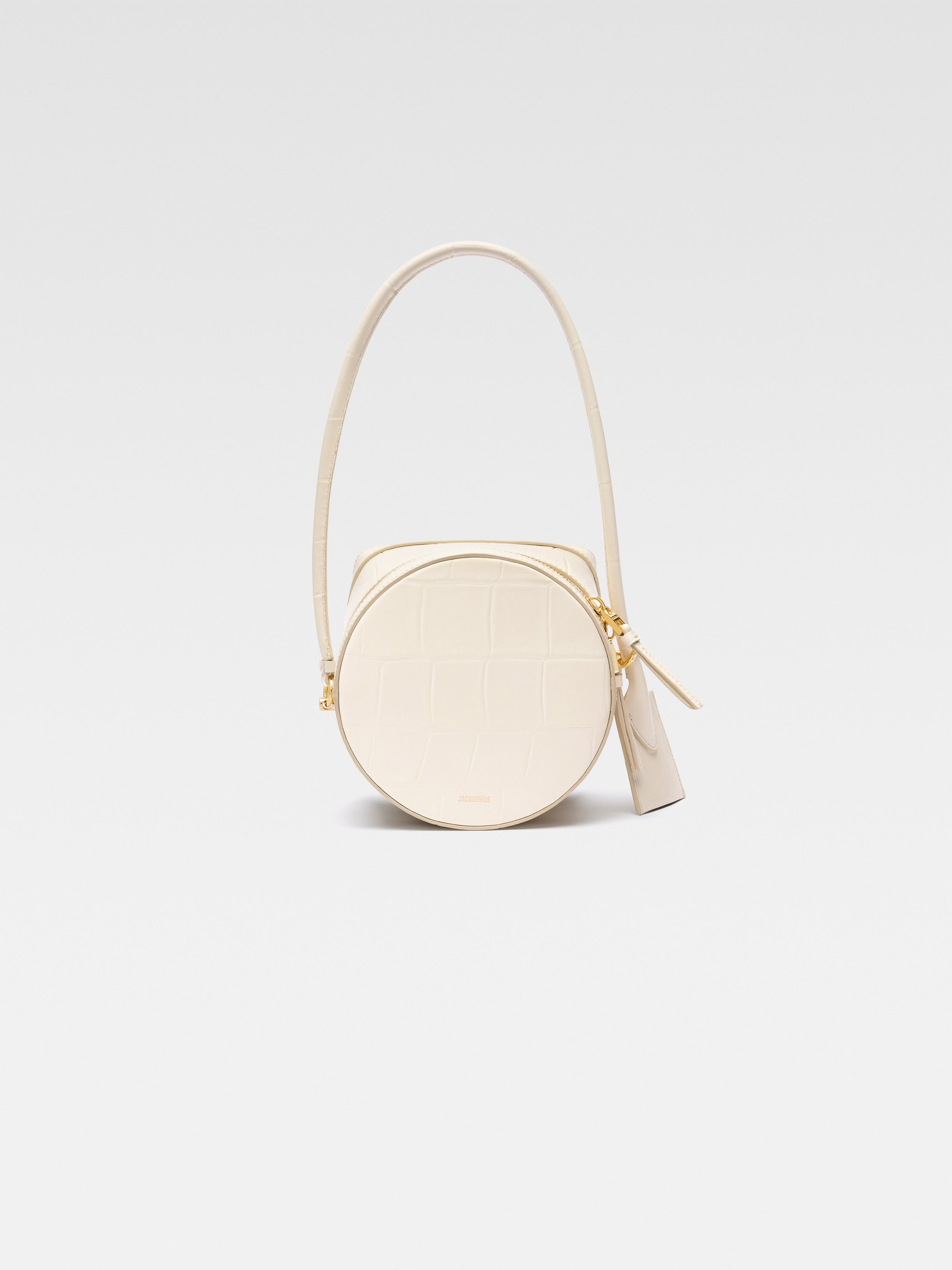 Jacquemus The Vanito Croc-Embossed Structured Leather Bag Light Ivory