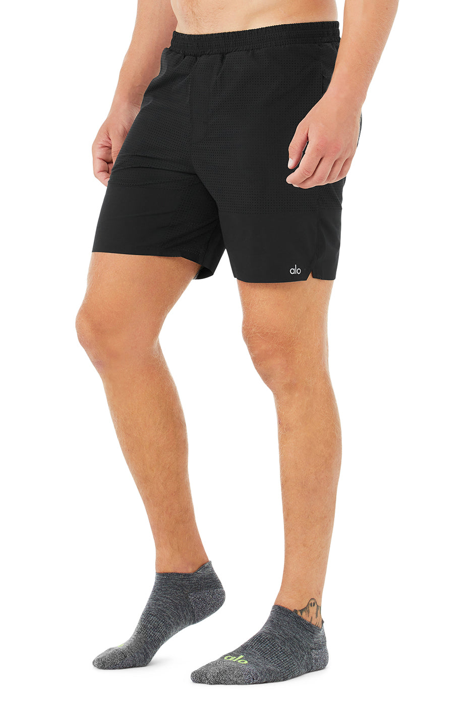 Alo Yoga Men's Performance Tab Sock - Dark Grey Heather/Highlighter