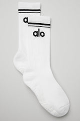 Alo Yoga Women's Throwback Barre Sock - White/Black