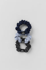 Alo Yoga Fresh Mini Scrunchie 3-Pack - Winter Frost/Navy/Anthracite