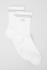 Alo Yoga Unisex Half-Crew Performance Sock - White