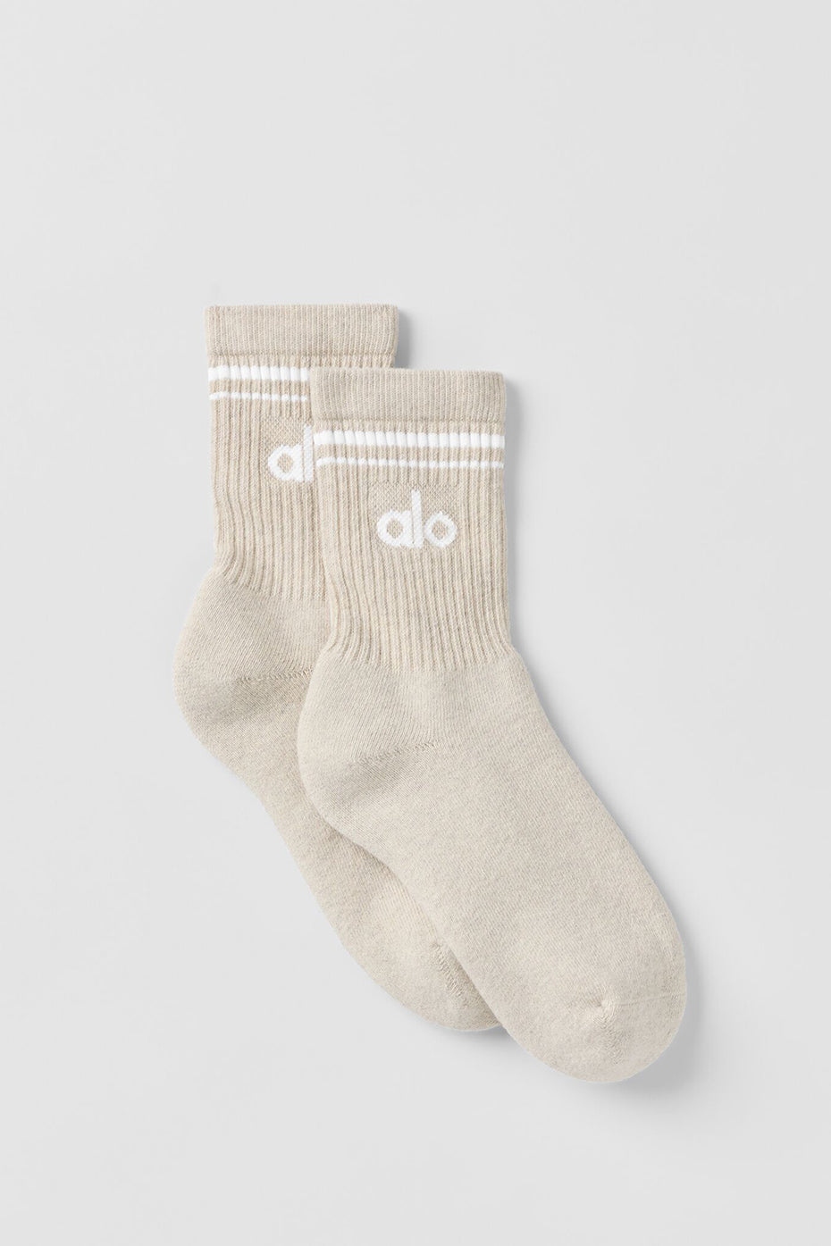 Alo Yoga Unisex Half-Crew Throwback Sock - Oatmeal Heather/White
