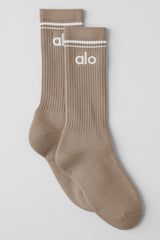 Alo Yoga Unisex Throwback Sock - Gravel/White