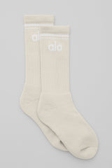 Alo Yoga Unisex Throwback Sock - Bone/White