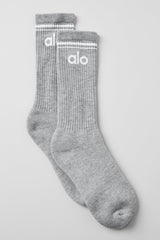 Alo Yoga Unisex Throwback Sock - Athletic Heather Grey/White