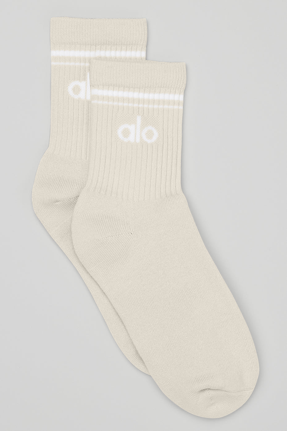Alo Yoga Unisex Half-Crew Throwback Sock - Bone/White