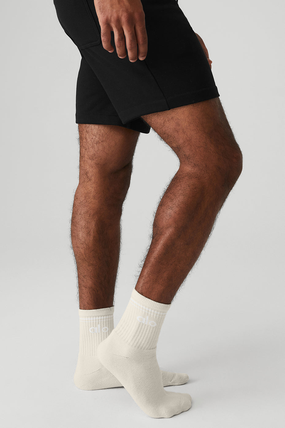 Alo Yoga Unisex Half-Crew Throwback Sock - Bone/White