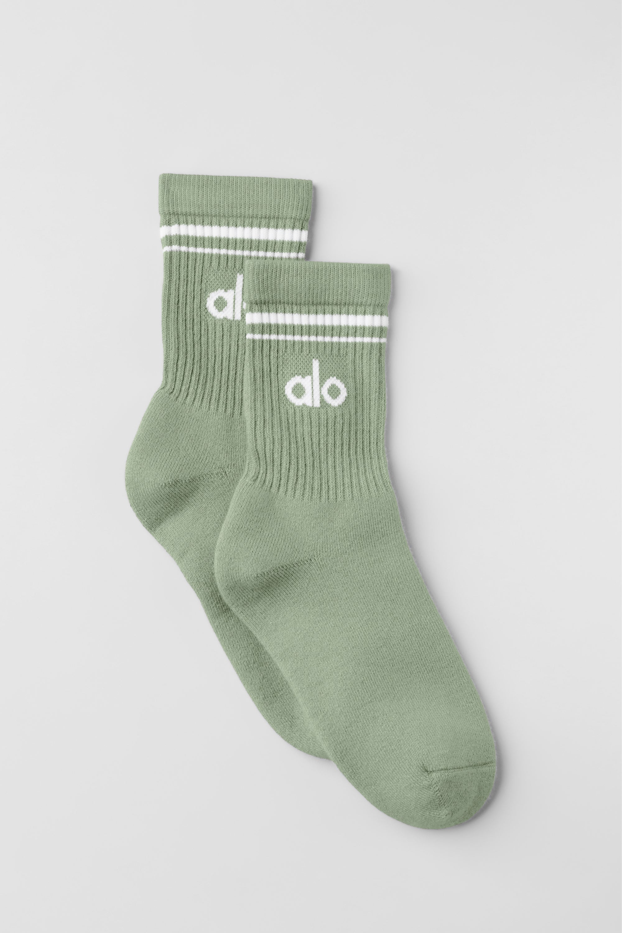 Alo Yoga Unisex Half-Crew Throwback Sock - Dune Grass/White