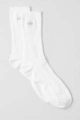 Alo Yoga Unisex Half-Crew Understated Sock - White
