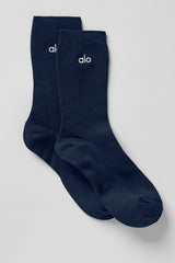 Alo Yoga Unisex Half-Crew Understated Sock - Navy