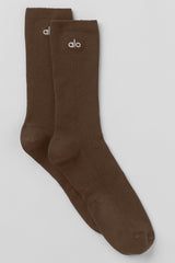 Alo Yoga Unisex Half-Crew Understated Sock - Espresso