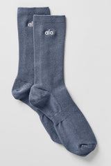Alo Yoga Unisex Half-Crew Understated Sock - Bluestone