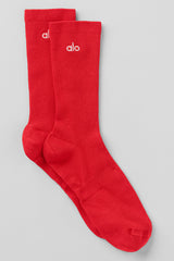 Alo Yoga Unisex Half-Crew Understated Sock - Bright Red