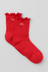Alo Yoga Women's Lettuce Edge Sock - Bright Red