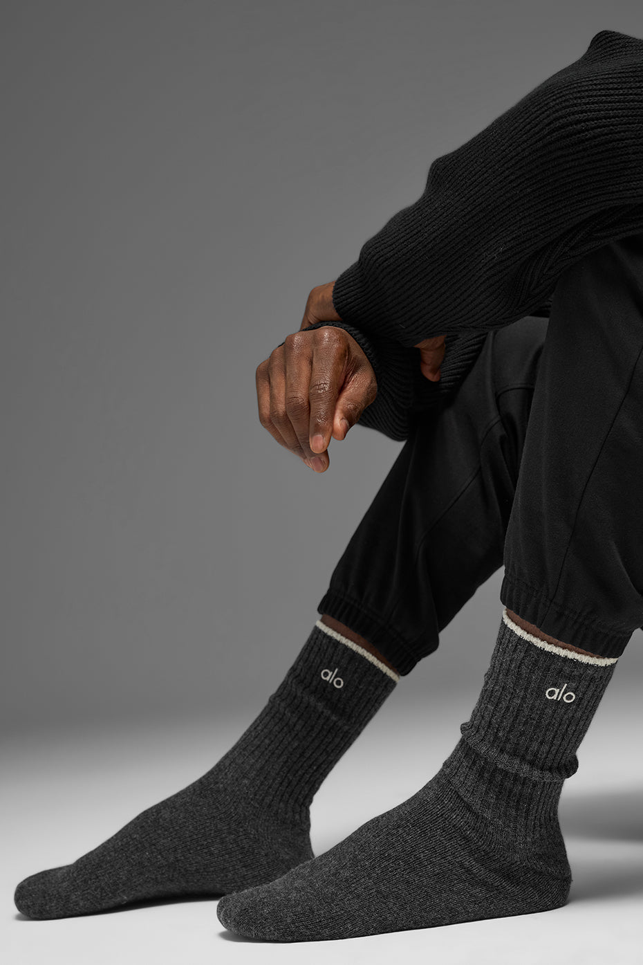 Alo Yoga Unisex Wool Cashmere Light Frosted Sock - Dark Slate Grey/Ivory