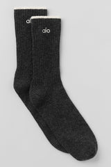 Alo Yoga Unisex Wool Cashmere Light Frosted Sock - Dark Slate Grey/Ivory