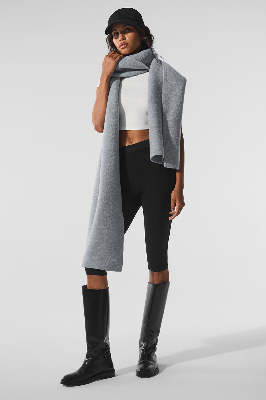 Alo Yoga Merino Wool Oversized Scarf - Hazy Heather Grey