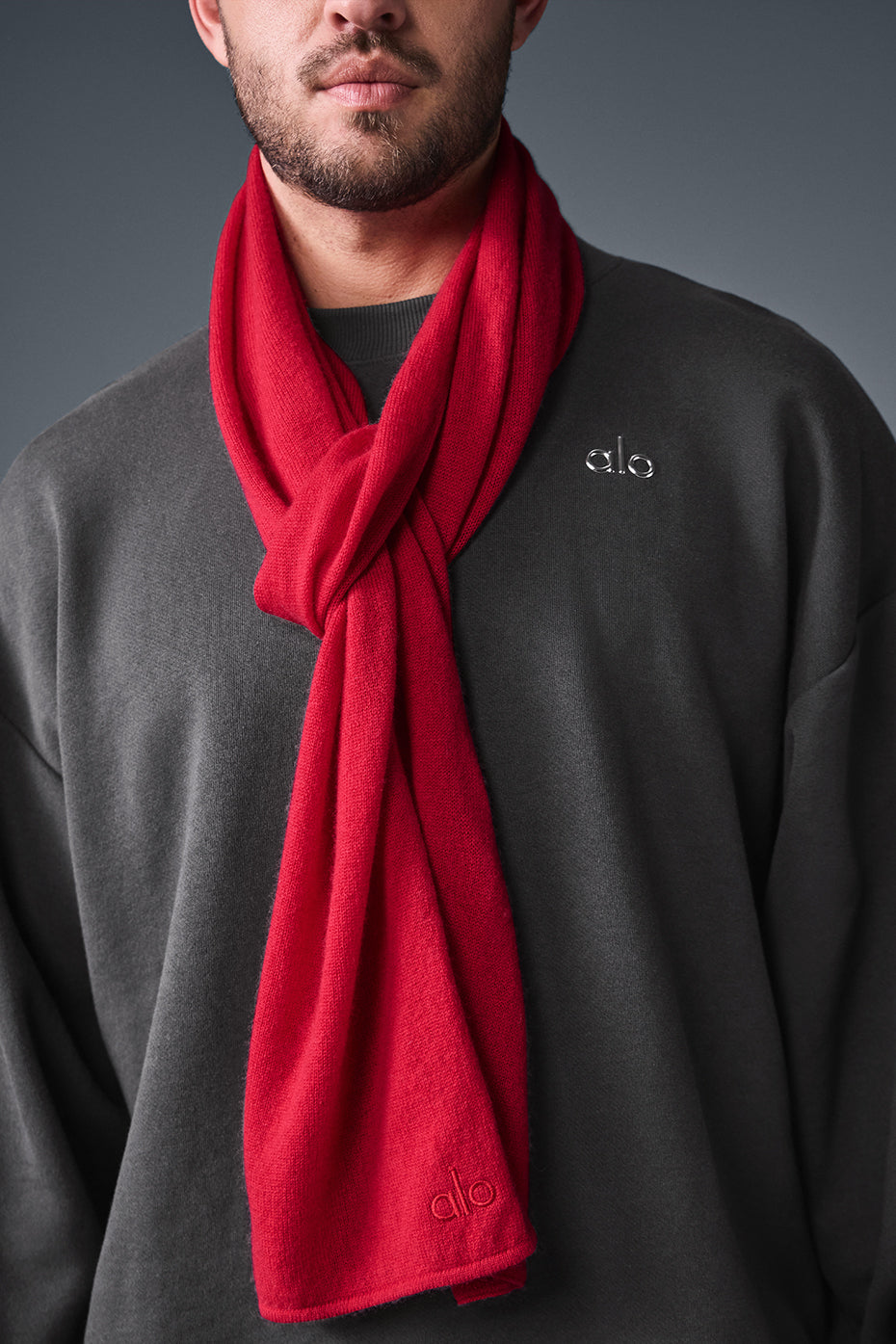 Alo Yoga Cashmere Light Frosted Scarf - Red Ribbon