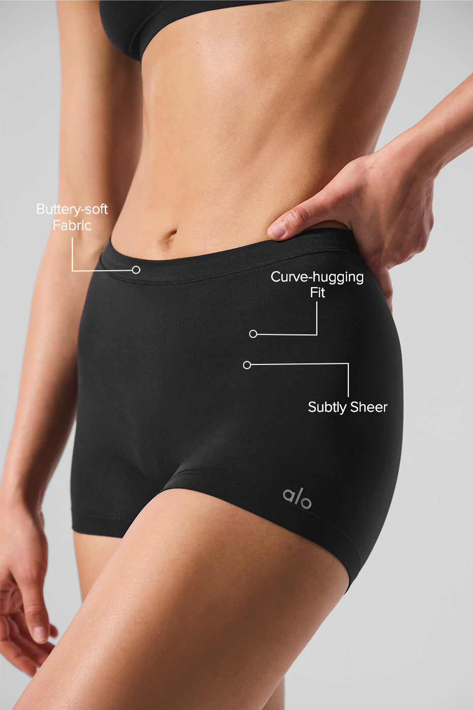 Alo Yoga Sheer Glow Boyshort - Black