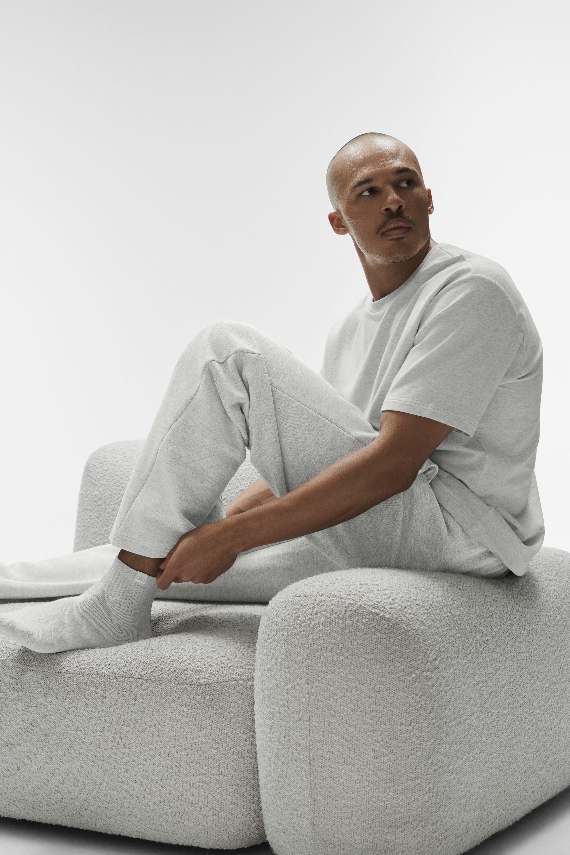 Alo Yoga Quarter Crew Street Sock - White Heather