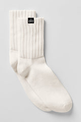 Alo Yoga Unisex Half-Crew Scrunch Sock - Ivory