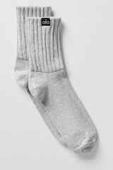 Alo Yoga Unisex Half-Crew Scrunch Sock - Athletic Heather Grey