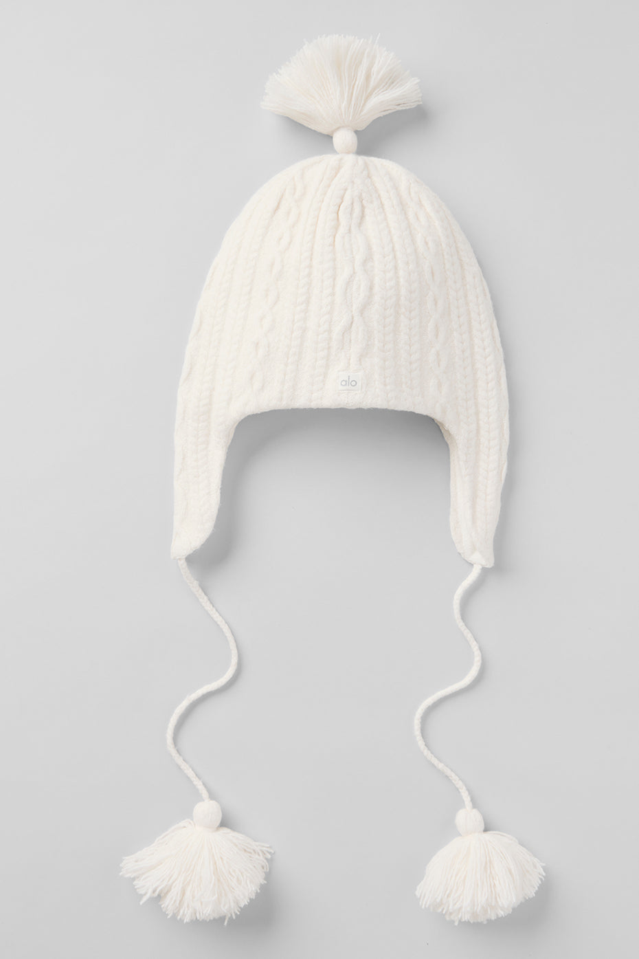 Alo Yoga Cable Knit Winter Bliss Earflap Beanie - Ivory