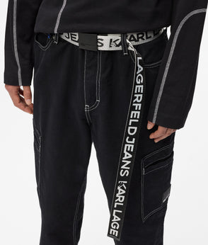 Karl Lagerfeld Tonal Piping Pants Black
