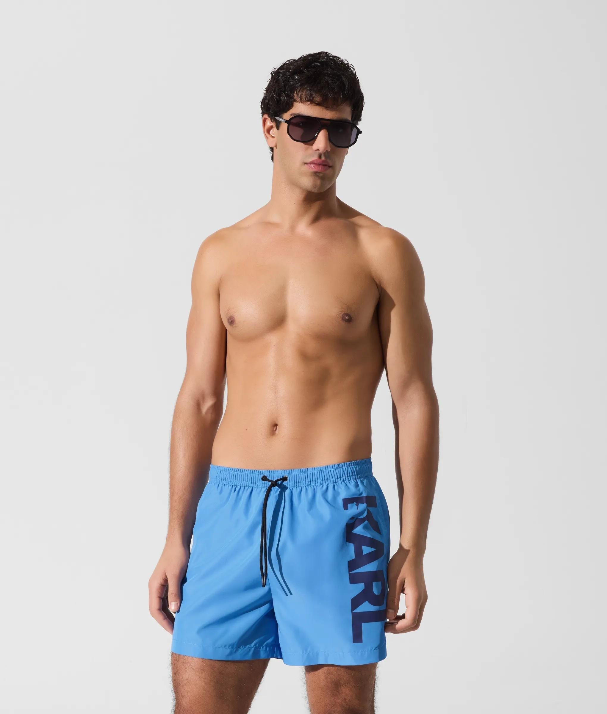 Karl Lagerfeld Logo Short Boardshorts Silver Lake Blue