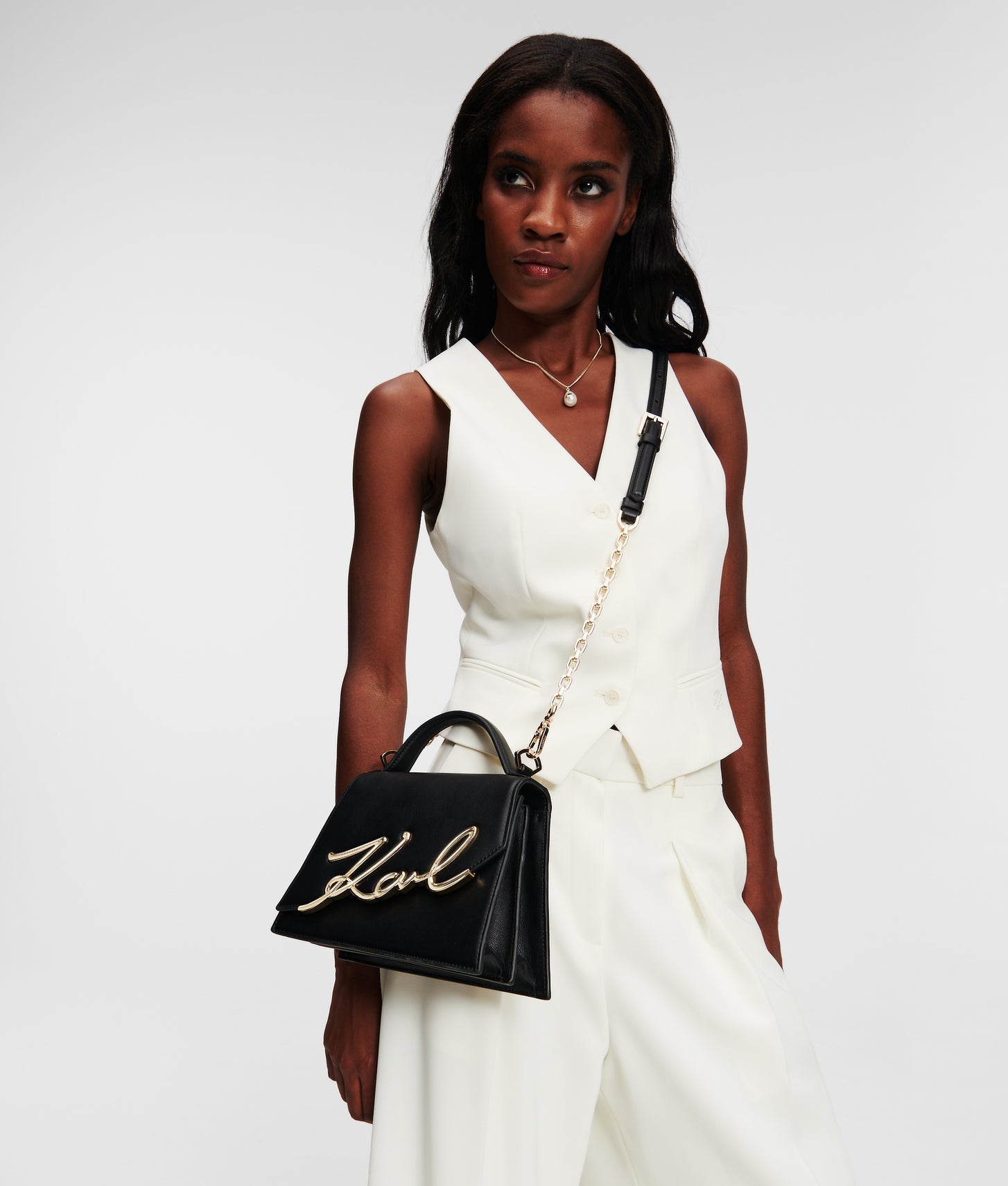 KarlLagerfeld Ksignature Medium Crossbody Bag Black/Gold